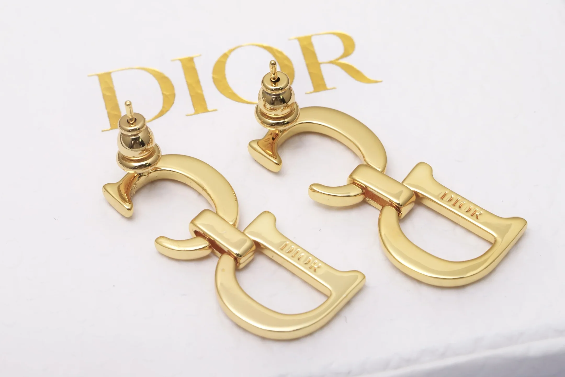CD Icon Logo Drop Earrings (Gold-Plated Brass) D11017536 — view 5