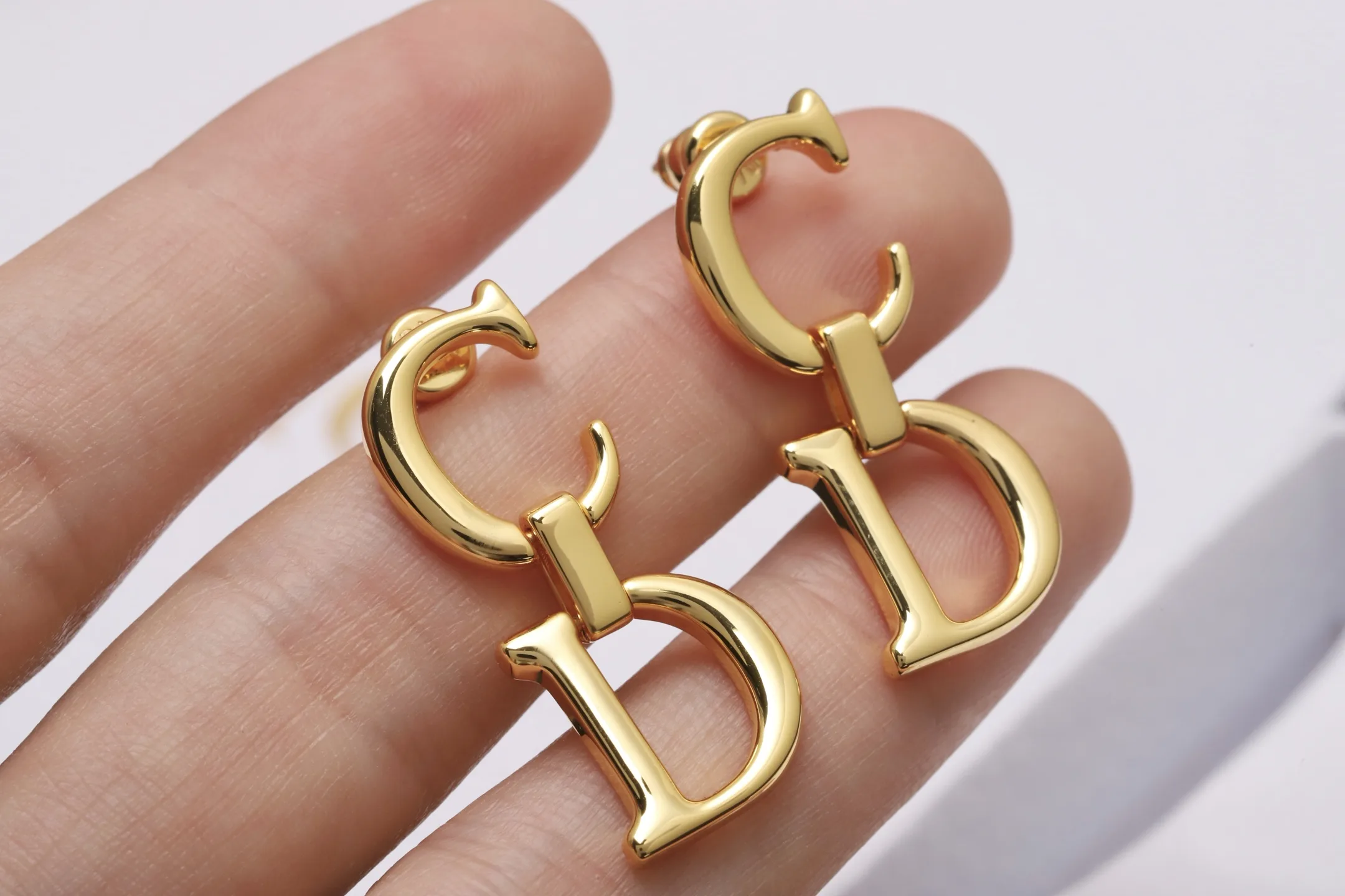 CD Icon Logo Drop Earrings (Gold-Plated Brass) D11017536 — view 6