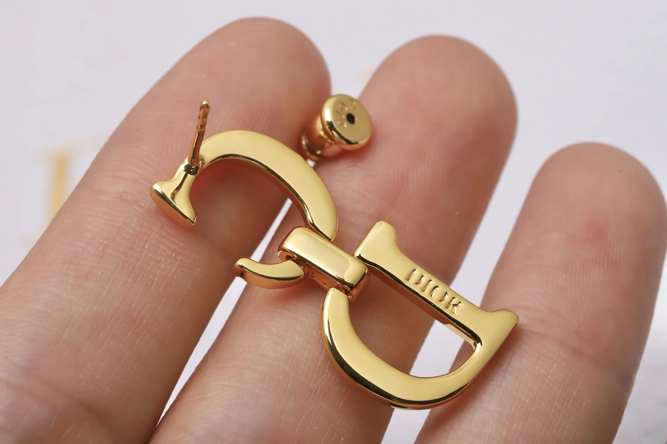 CD Icon Logo Drop Earrings (Gold-Plated Brass) D11017536 — view 7