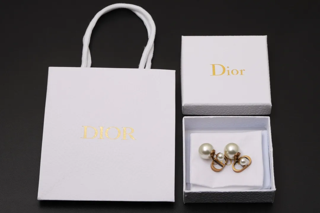 Dior Tribal CD Logo Pearl Earrings D13517590