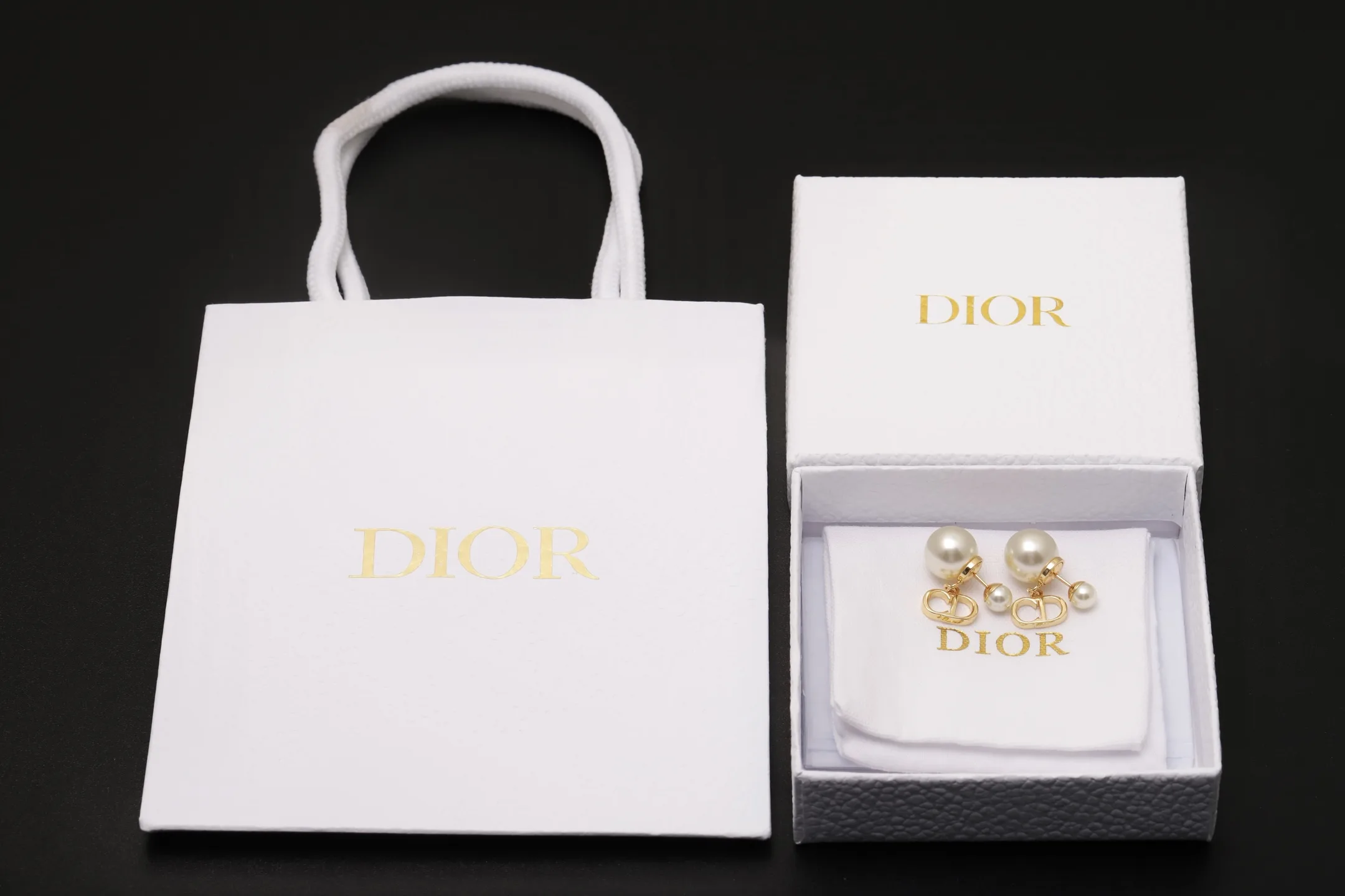 Dior Tribales CD Logo Resin Pearl Earrings D11517496 — view 2