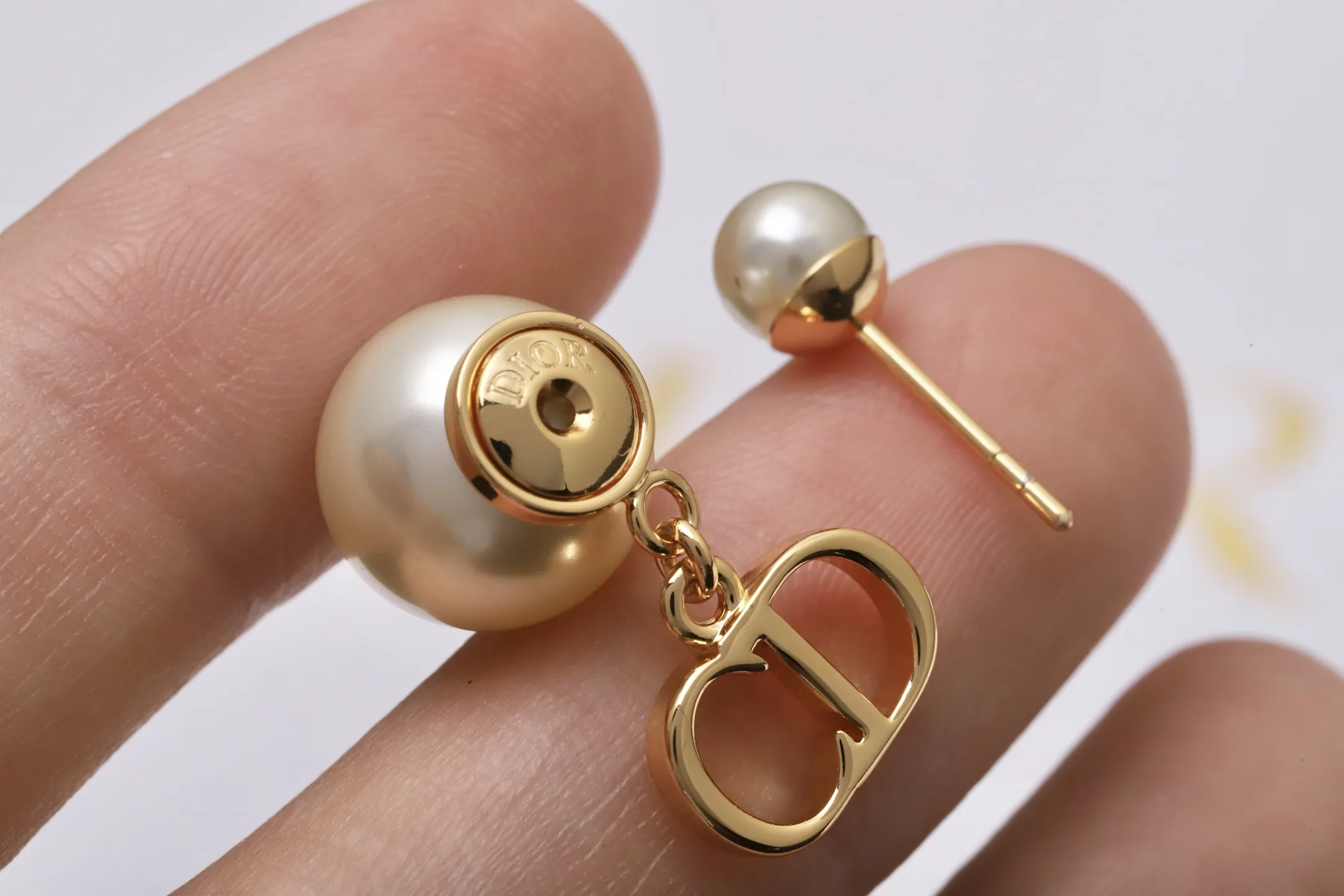 Dior Tribales CD Logo Resin Pearl Earrings D11517496 — view 7