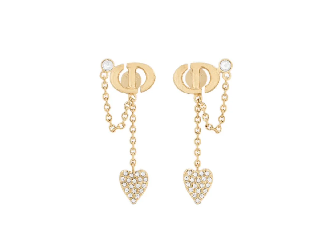 CD Navy Heart Drop Earrings D12017594