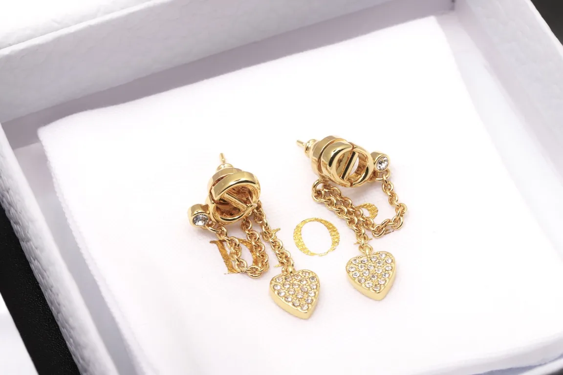 CD Navy Heart Drop Earrings D12017594 — view 3