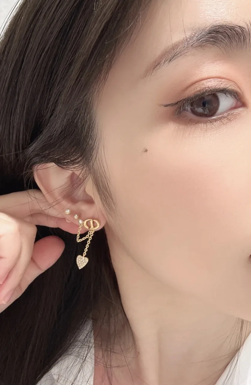 CD Navy Heart Drop Earrings D12017594 — view 9