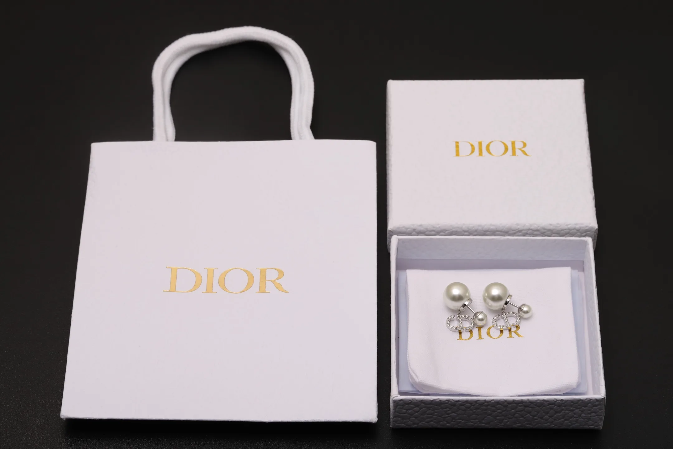 Tribales CD Logo Pearl Earrings (Gold-Plated Brass) D14017517 — view 2
