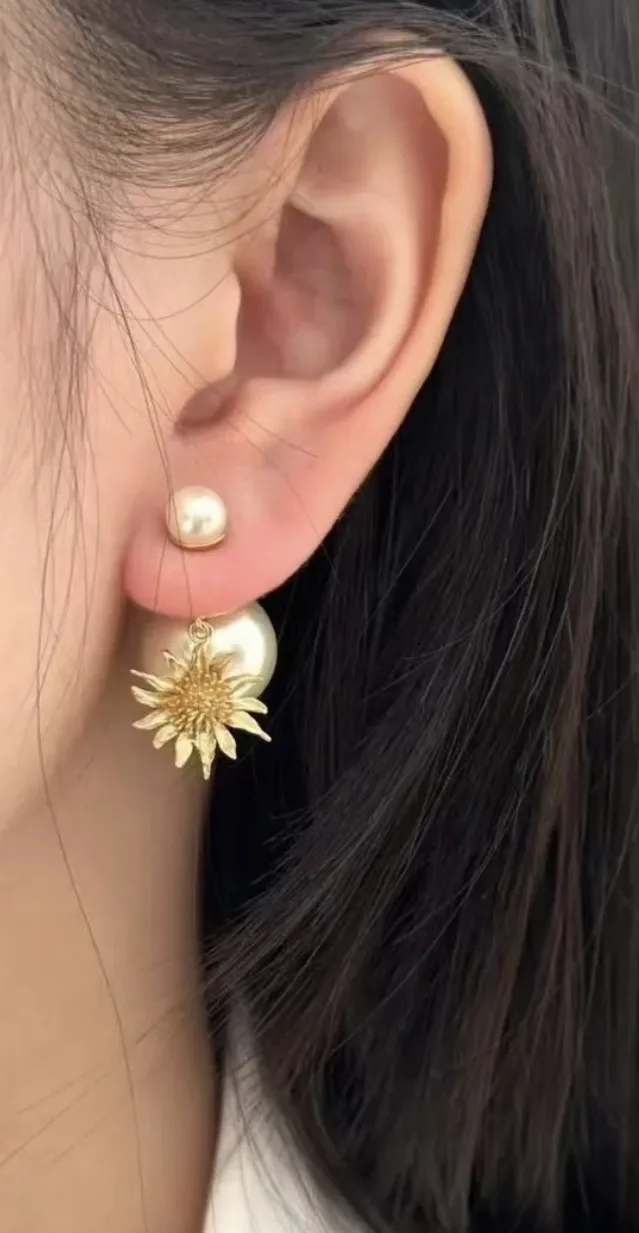 Dior Tribales Sunflower Resin Pearl Earrings D12517288 — view 9
