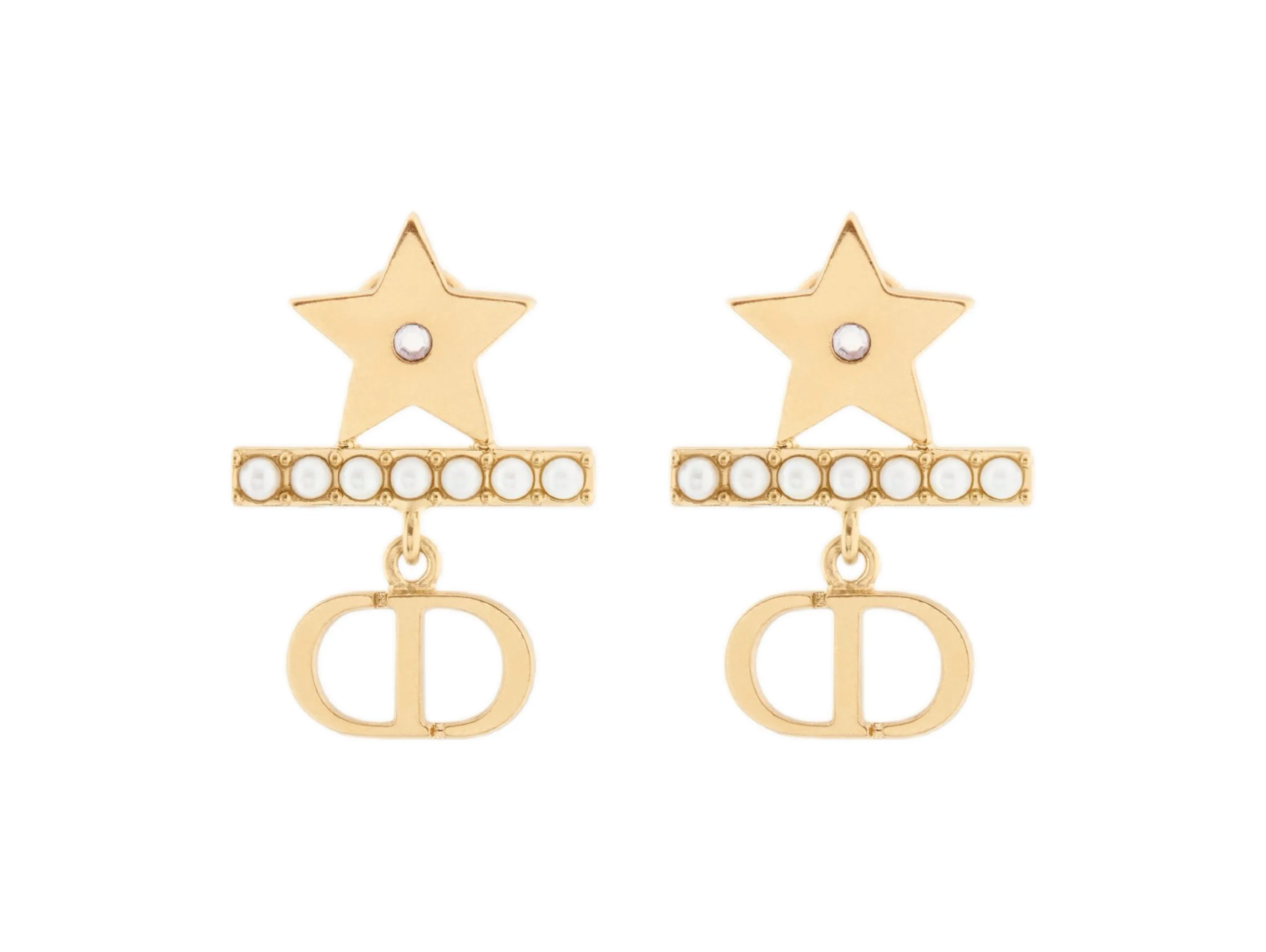 CD Star and Resin Pearl Stud Earrings D13517678