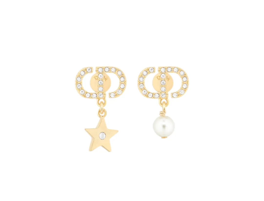 Petit CD Star and Resin Pearl Earrings D11017289