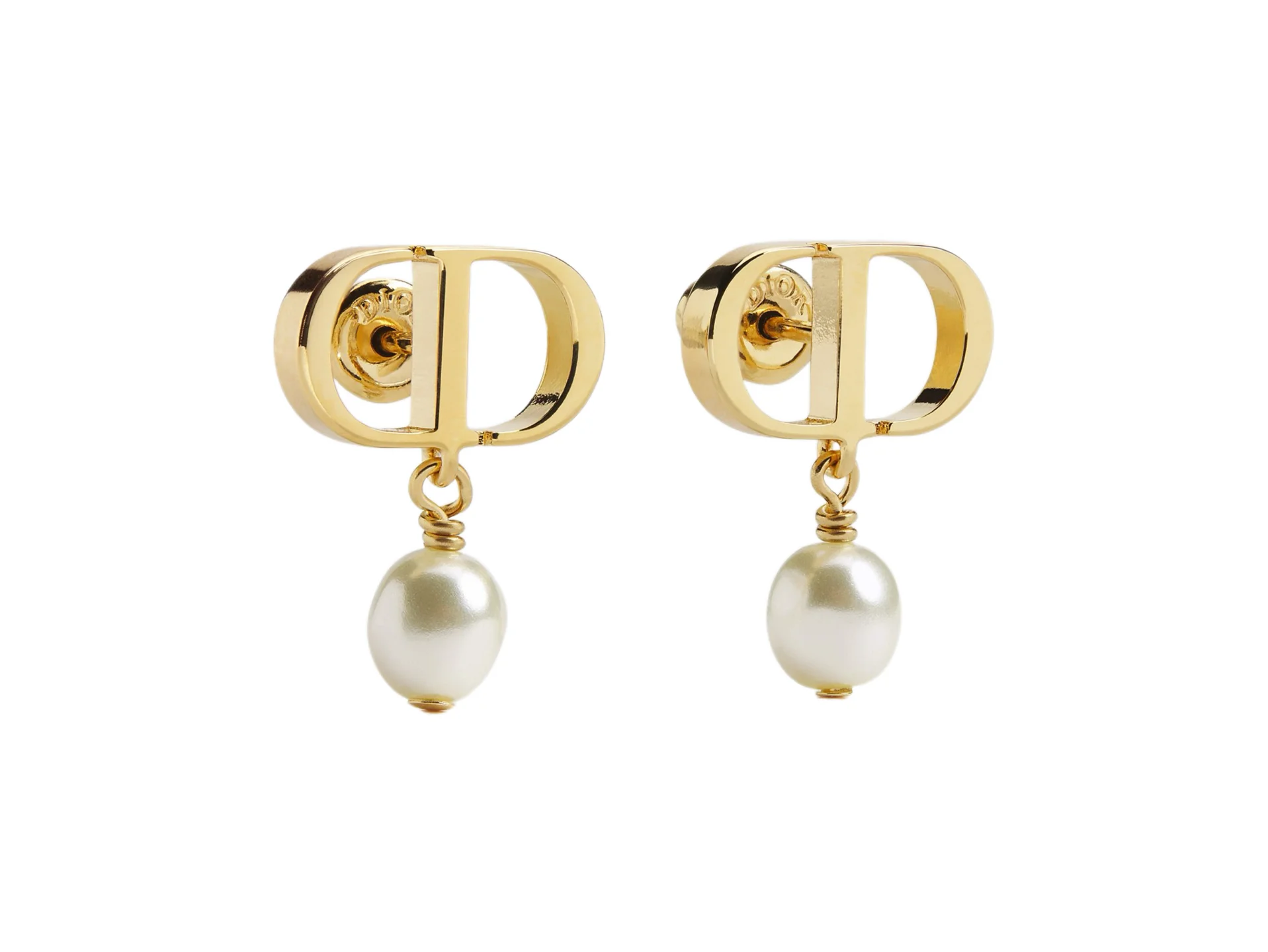 CD Navy Pearl Drop Earrings (Gold-Plated Brass) D13017591
