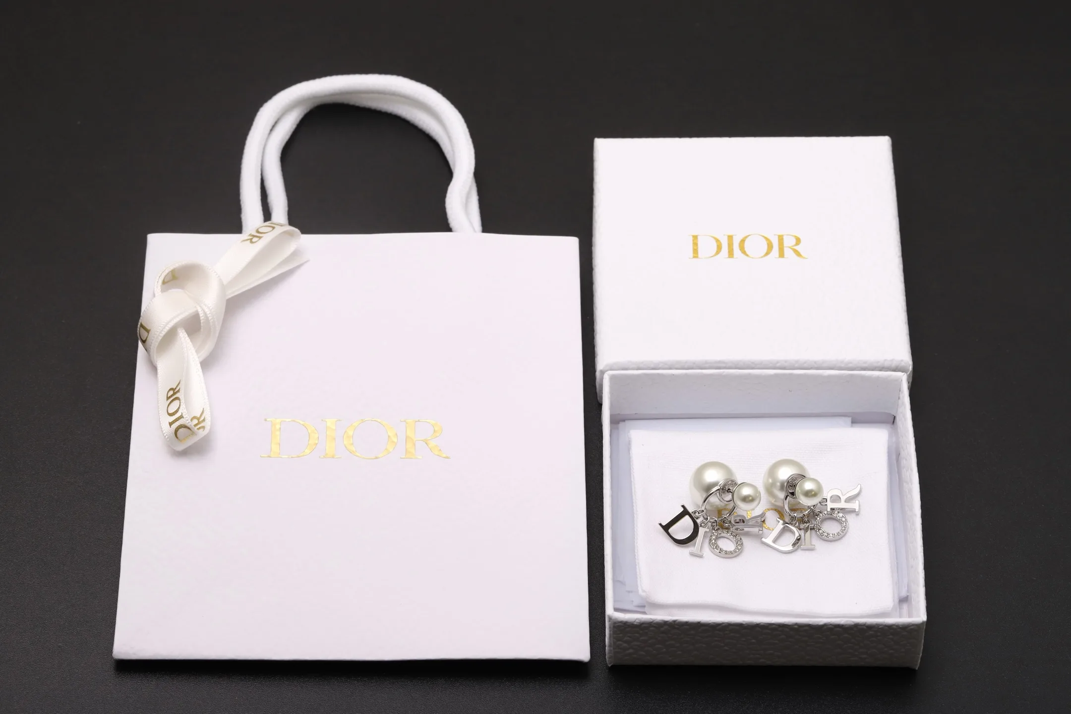 Dior Tribales Logo Charm Earrings (Gold-Plated Brass) D15016671 — view 2