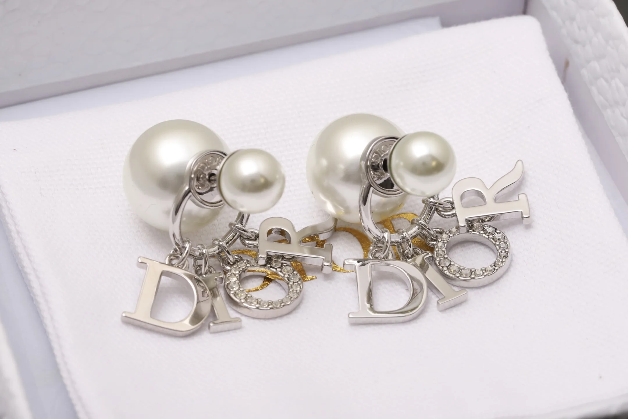 Dior Tribales Logo Charm Earrings (Gold-Plated Brass) D15016671 — view 3