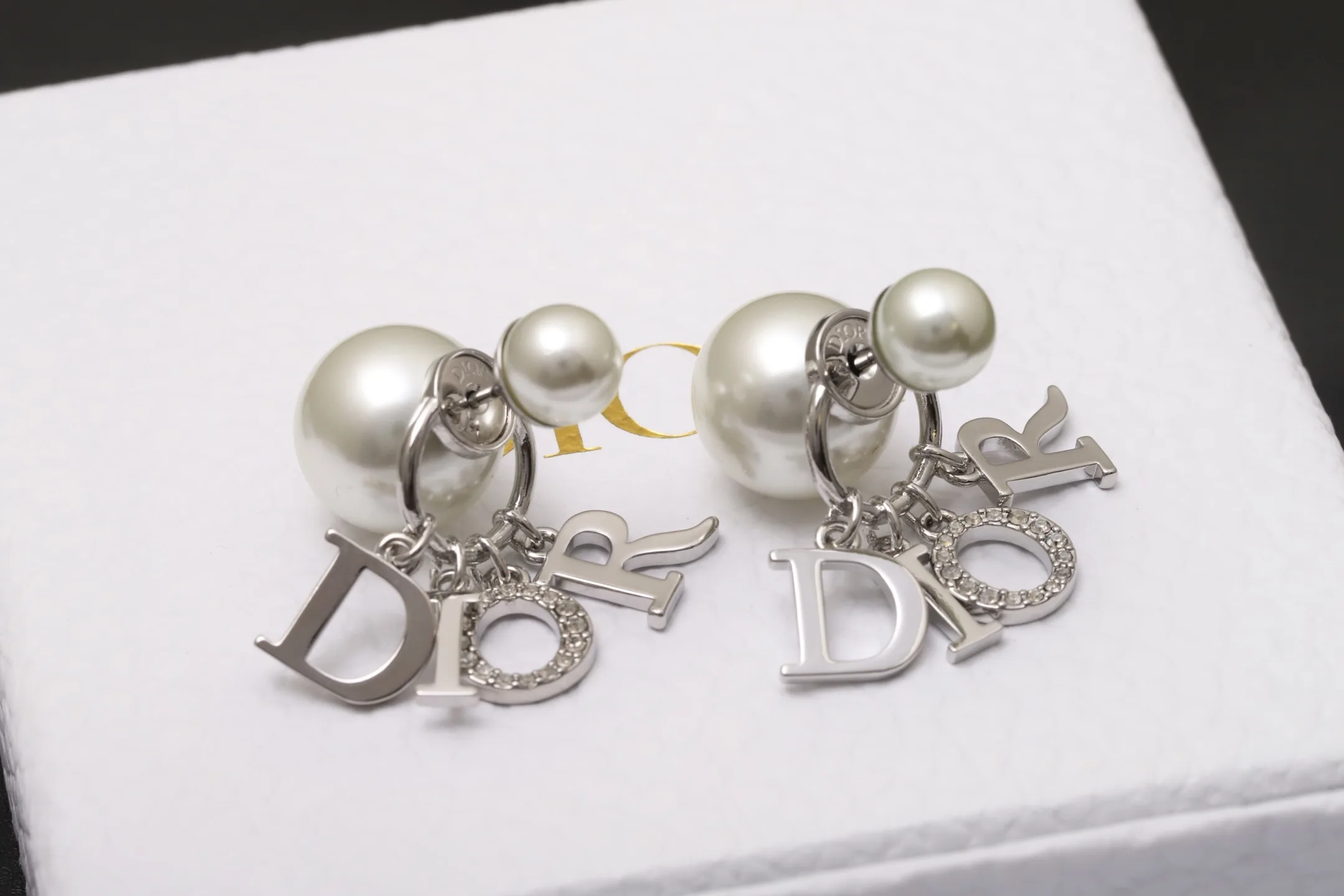 Dior Tribales Logo Charm Earrings (Gold-Plated Brass) D15016671 — view 4
