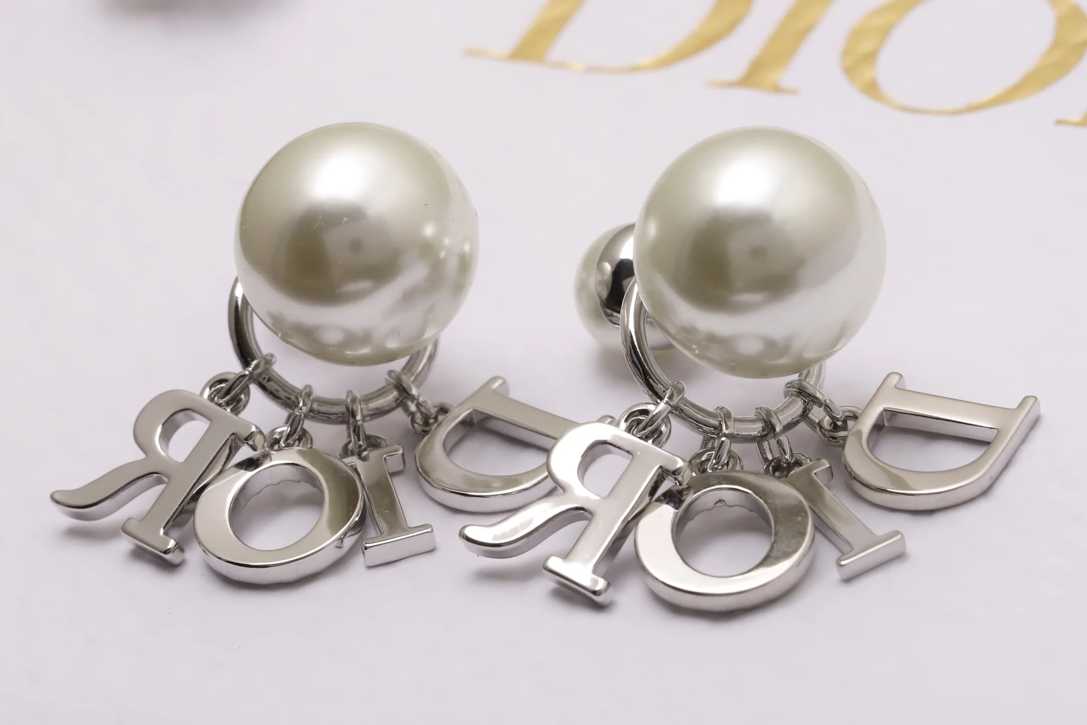 Dior Tribales Logo Charm Earrings (Gold-Plated Brass) D15016671 — view 5
