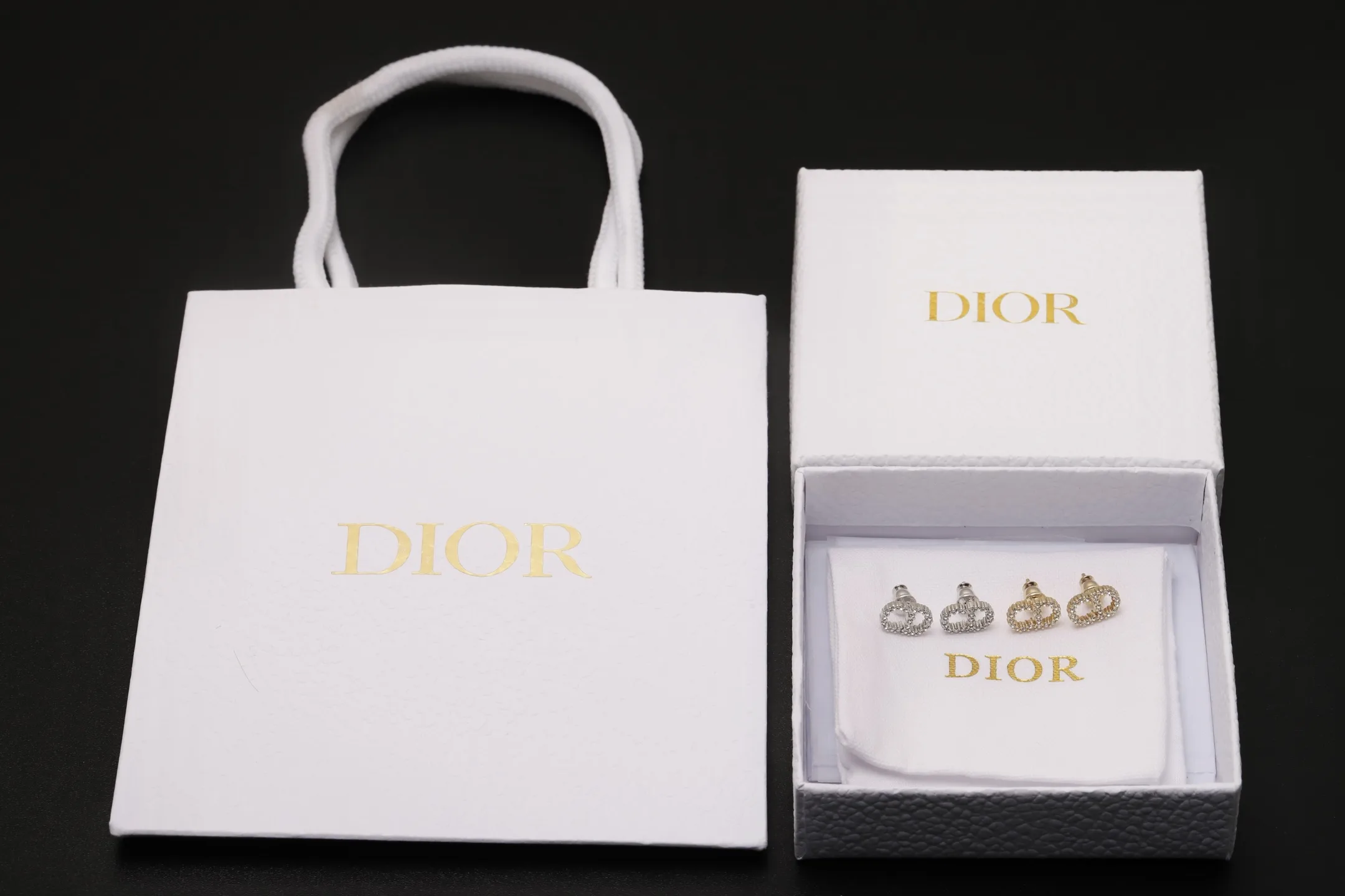 Petit CD Crystal-Pavé Stud Earrings D11517495 — view 2