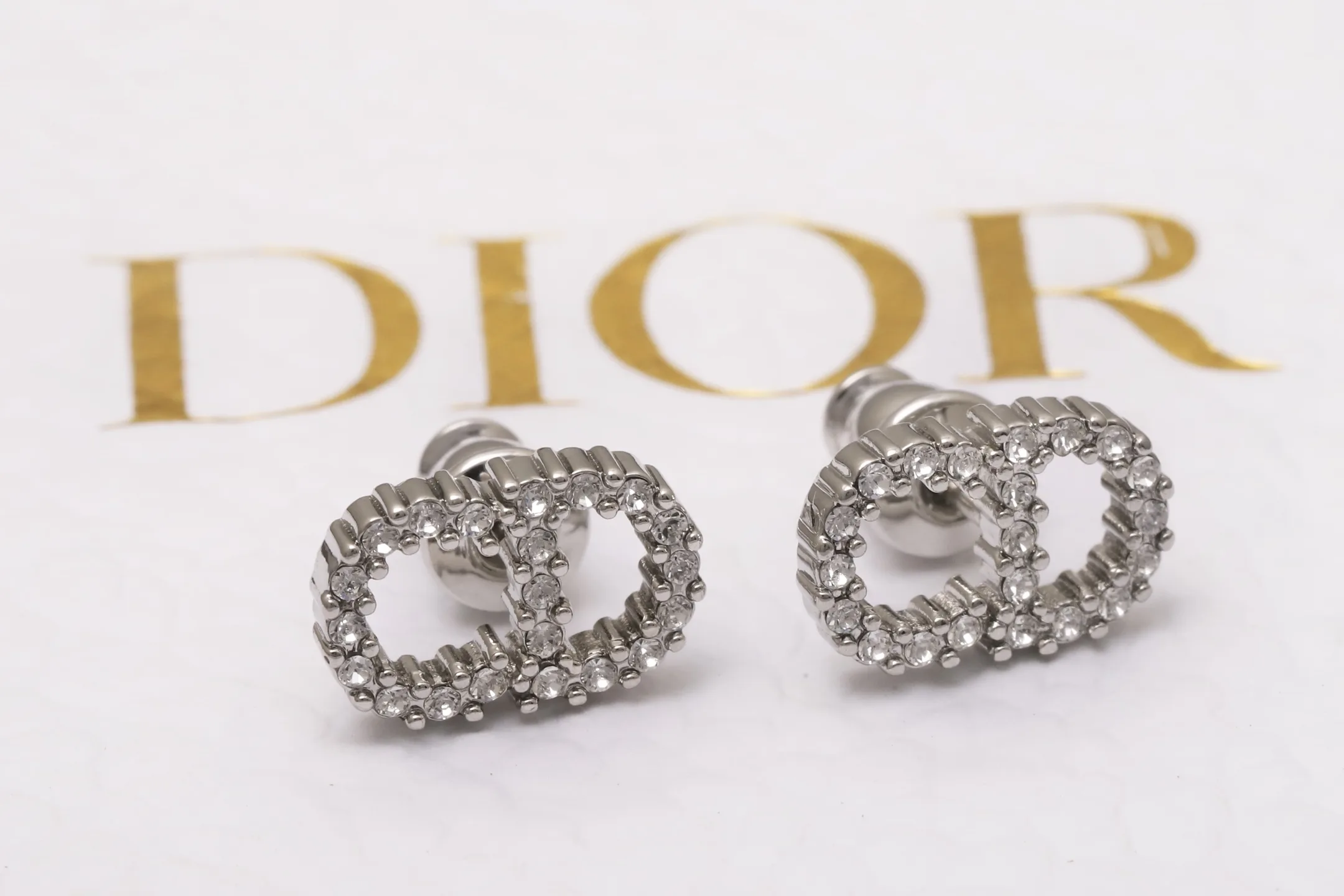 Petit CD Crystal-Pavé Stud Earrings D11517495 — view 5