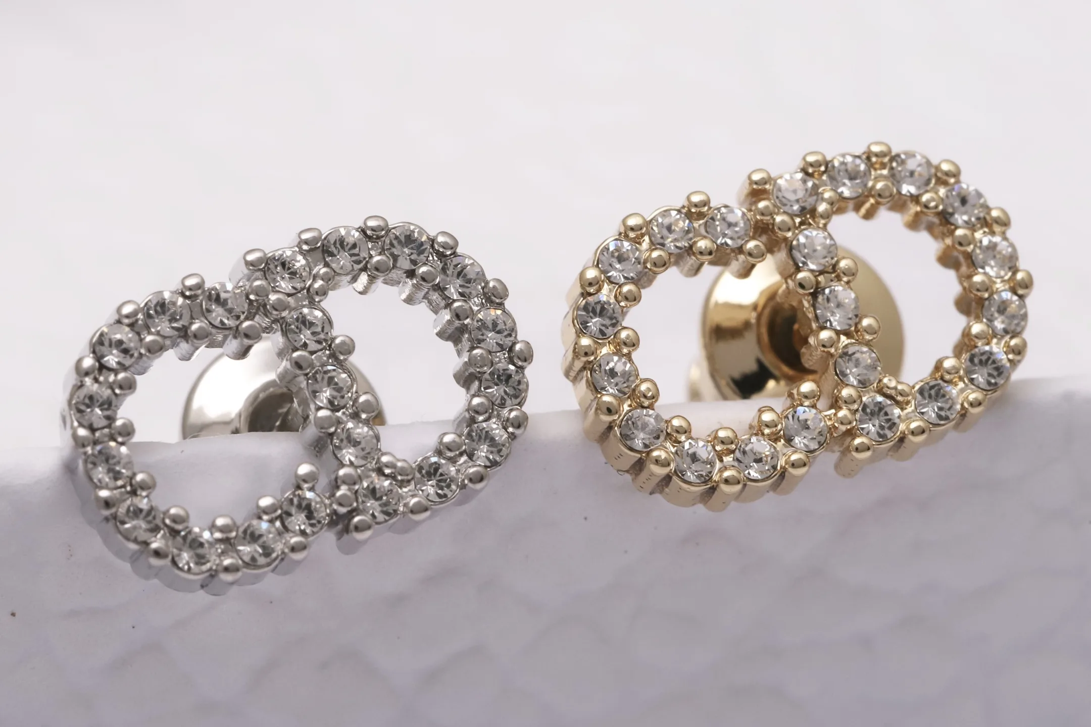 Petit CD Crystal-Pavé Stud Earrings D11517495 — view 6