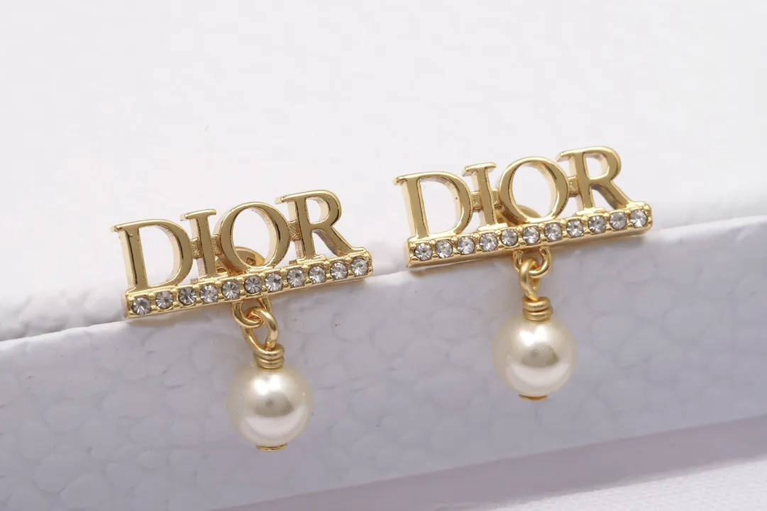 Dior Logo Crystal and Pearl Stud Earrings D11517294 — view 3