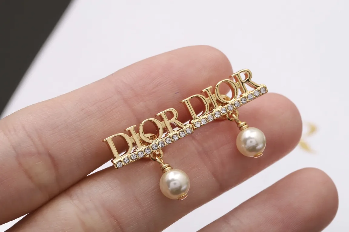 Dior Logo Crystal and Pearl Stud Earrings D11517294 — view 4