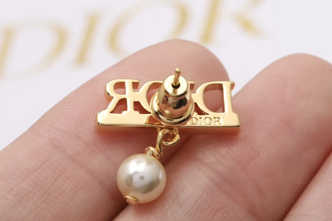 Dior Logo Crystal and Pearl Stud Earrings D11517294 — view 5