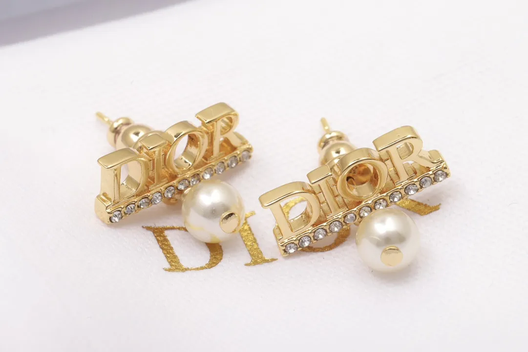 Dior Logo Crystal and Pearl Stud Earrings D11517294 — view 7