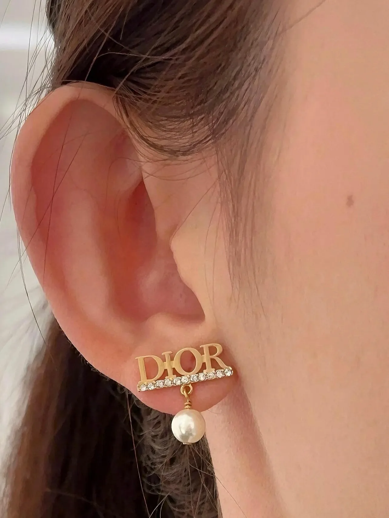 Dior Logo Crystal and Pearl Stud Earrings D11517294 — view 8