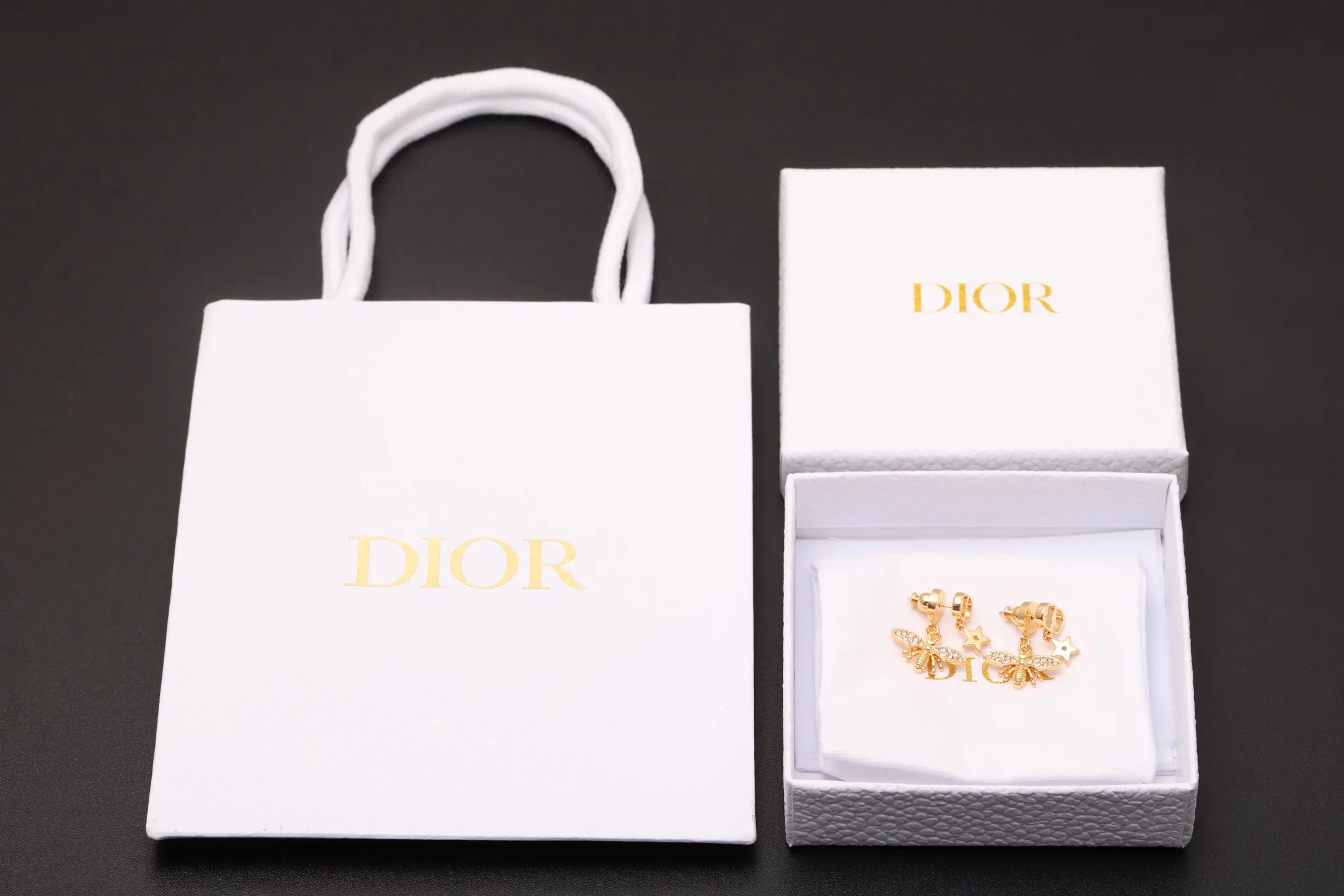 Petit CD Bee and Star Drop Earrings D12017660 — view 2