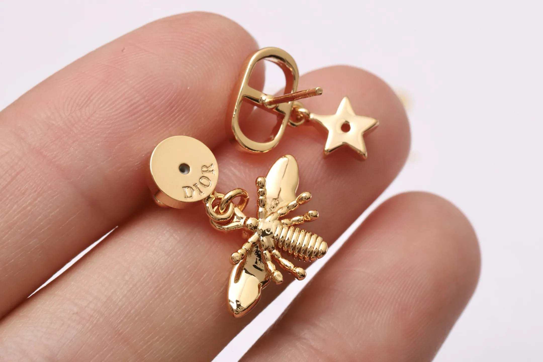 Petit CD Bee and Star Drop Earrings D12017660 — view 5