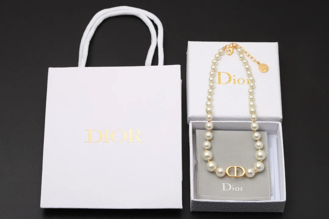CD Navy Graduated Pearl Choker Necklace D18016768 — view 2