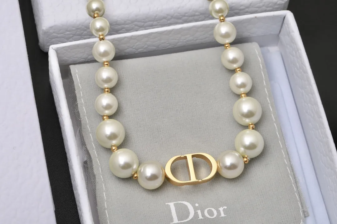 CD Navy Graduated Pearl Choker Necklace D18016768 — view 3