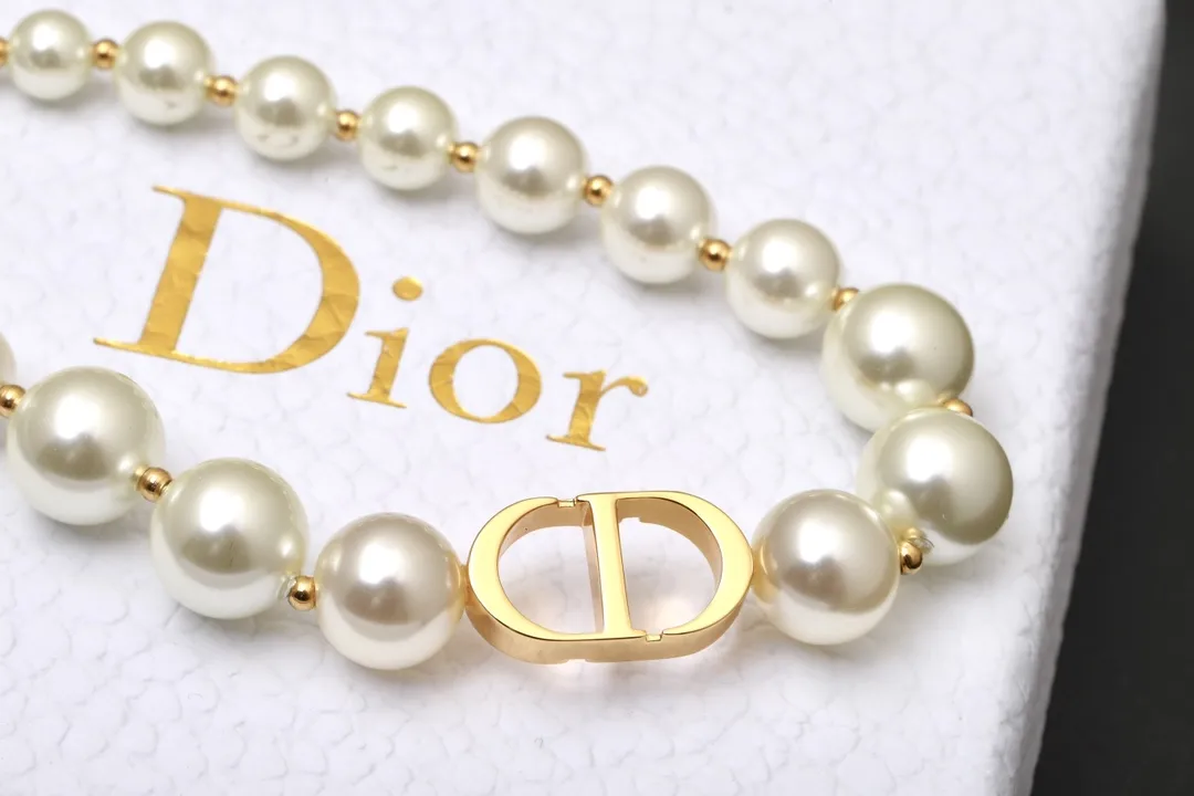 CD Navy Graduated Pearl Choker Necklace D18016768 — view 4