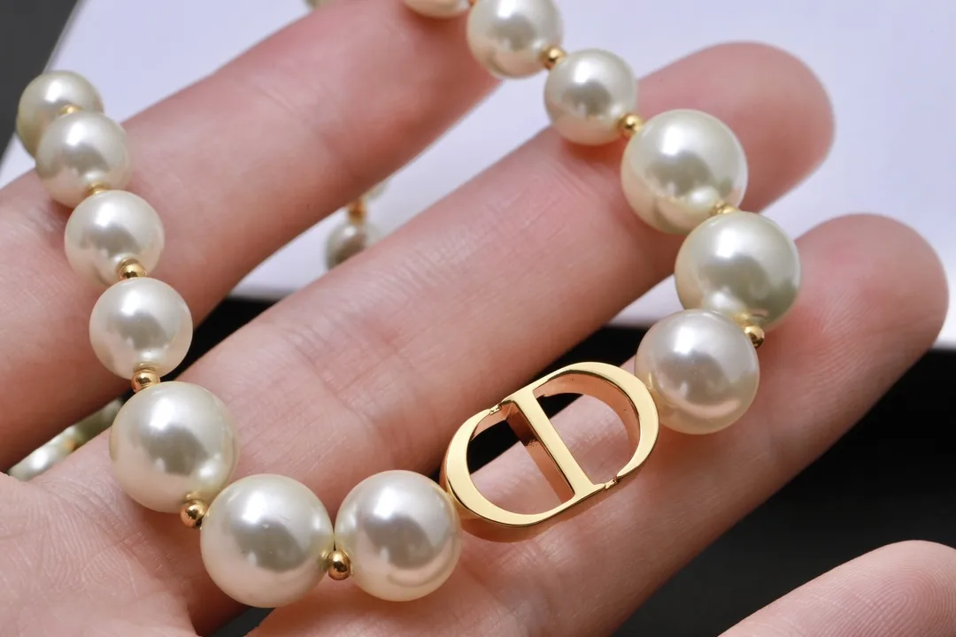 CD Navy Graduated Pearl Choker Necklace D18016768 — view 5