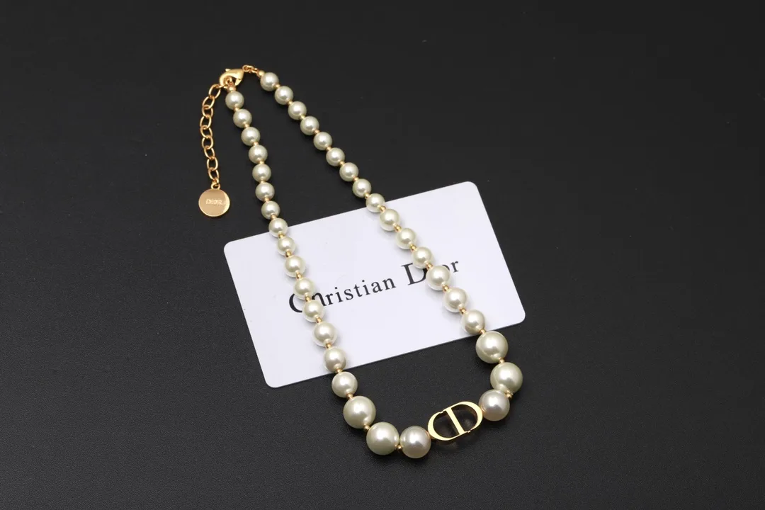 CD Navy Graduated Pearl Choker Necklace D18016768 — view 7