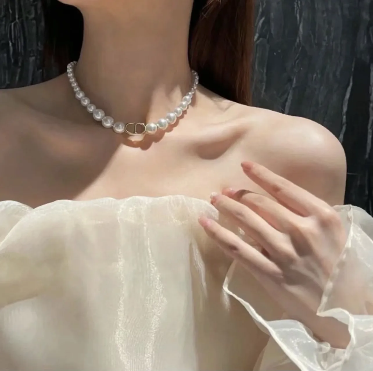 30 Montaigne CD Pearl Choker Necklace D18016767 — view 2