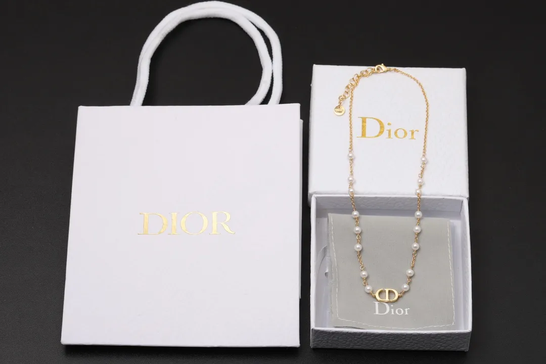 CD Logo Resin Pearl Necklace D13516764