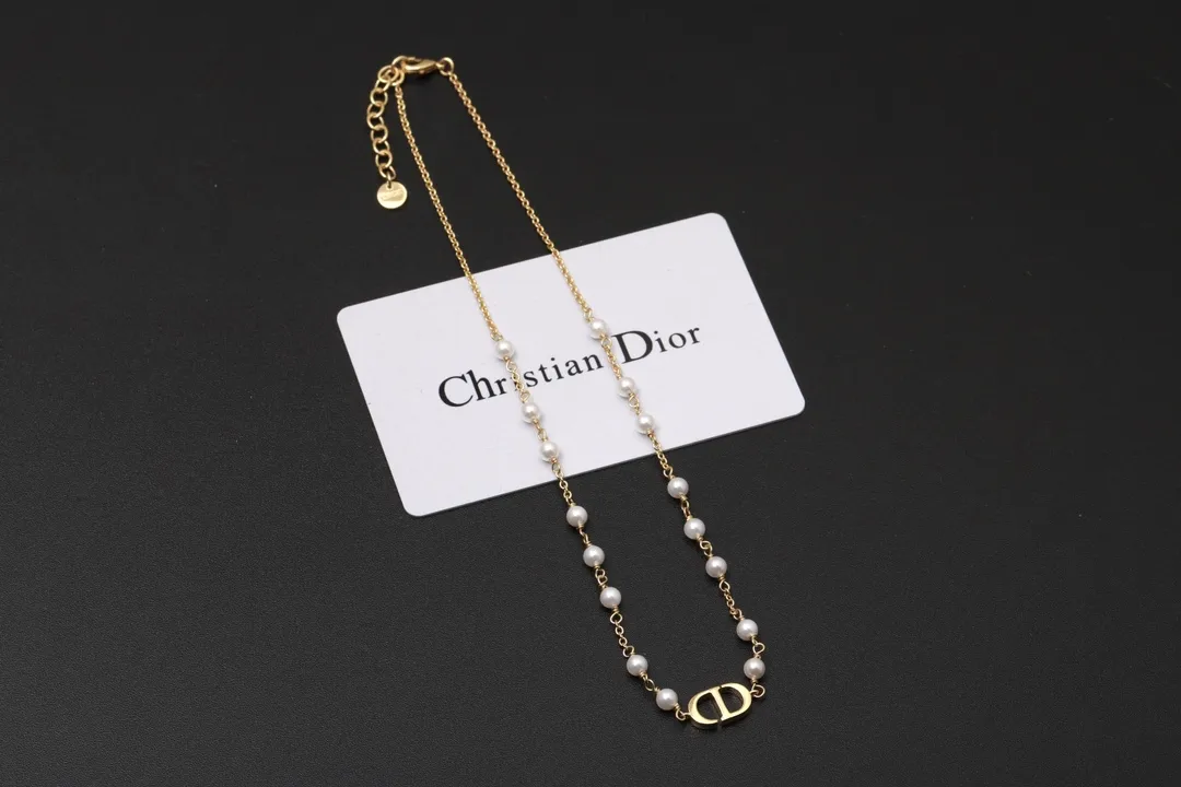 CD Logo Resin Pearl Necklace D13516764 — view 2