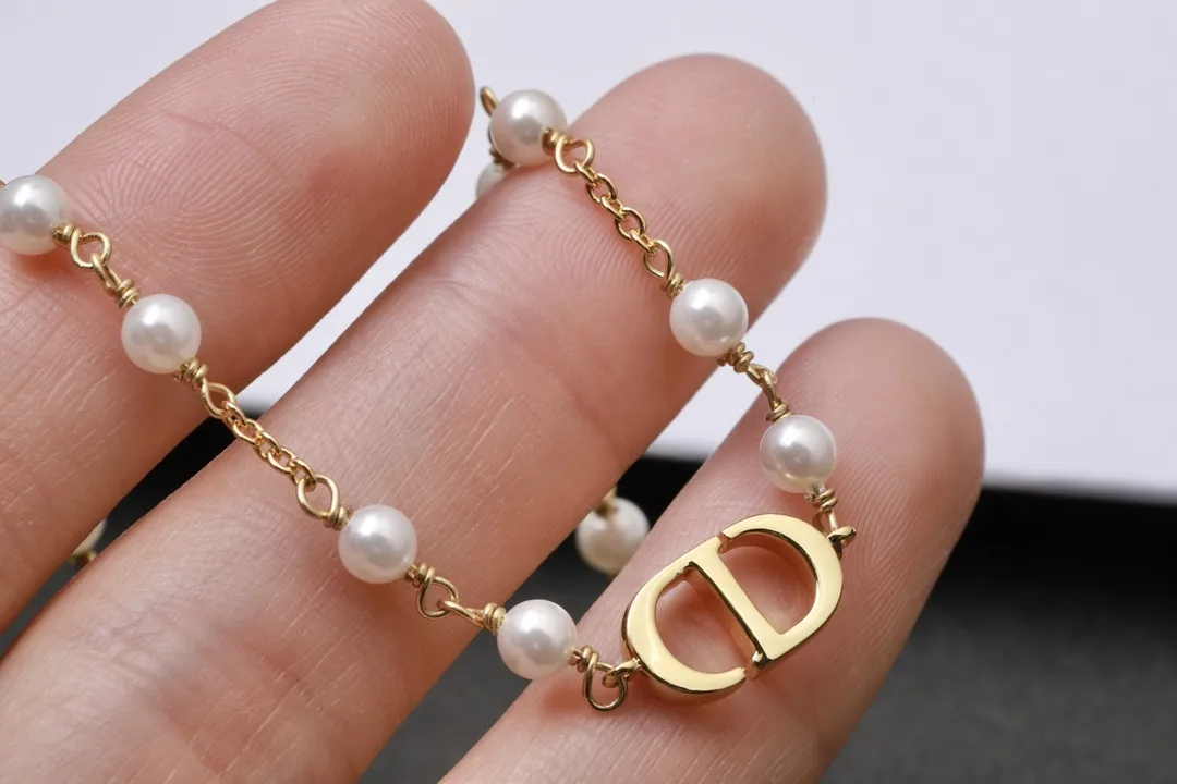 CD Logo Resin Pearl Necklace D13516764 — view 4