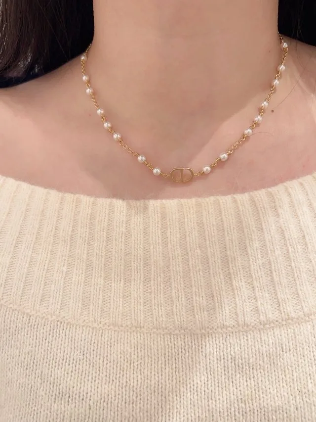 CD Logo Resin Pearl Necklace D13516764 — view 8