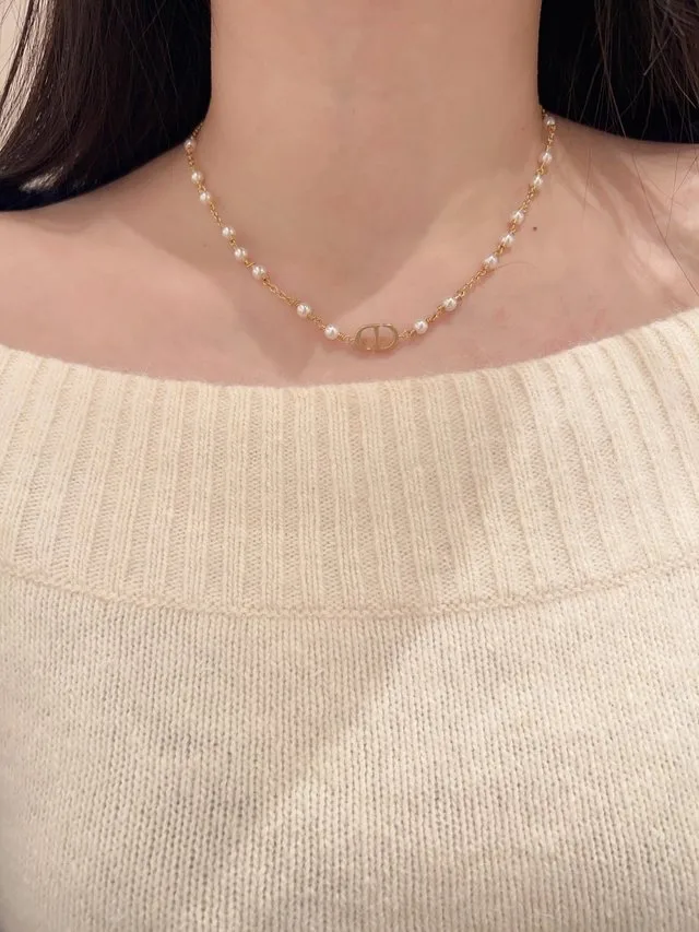 CD Logo Resin Pearl Necklace D13516764 — view 9