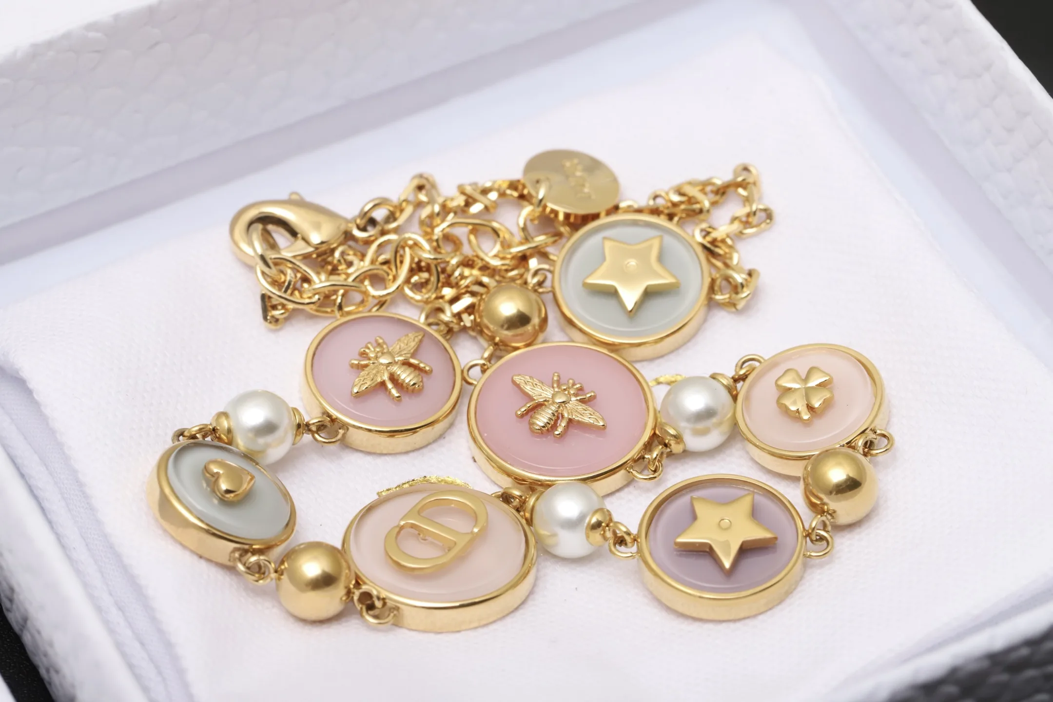 Pastel Resin Charm Necklace with Faux Pearls D17517662 — view 4