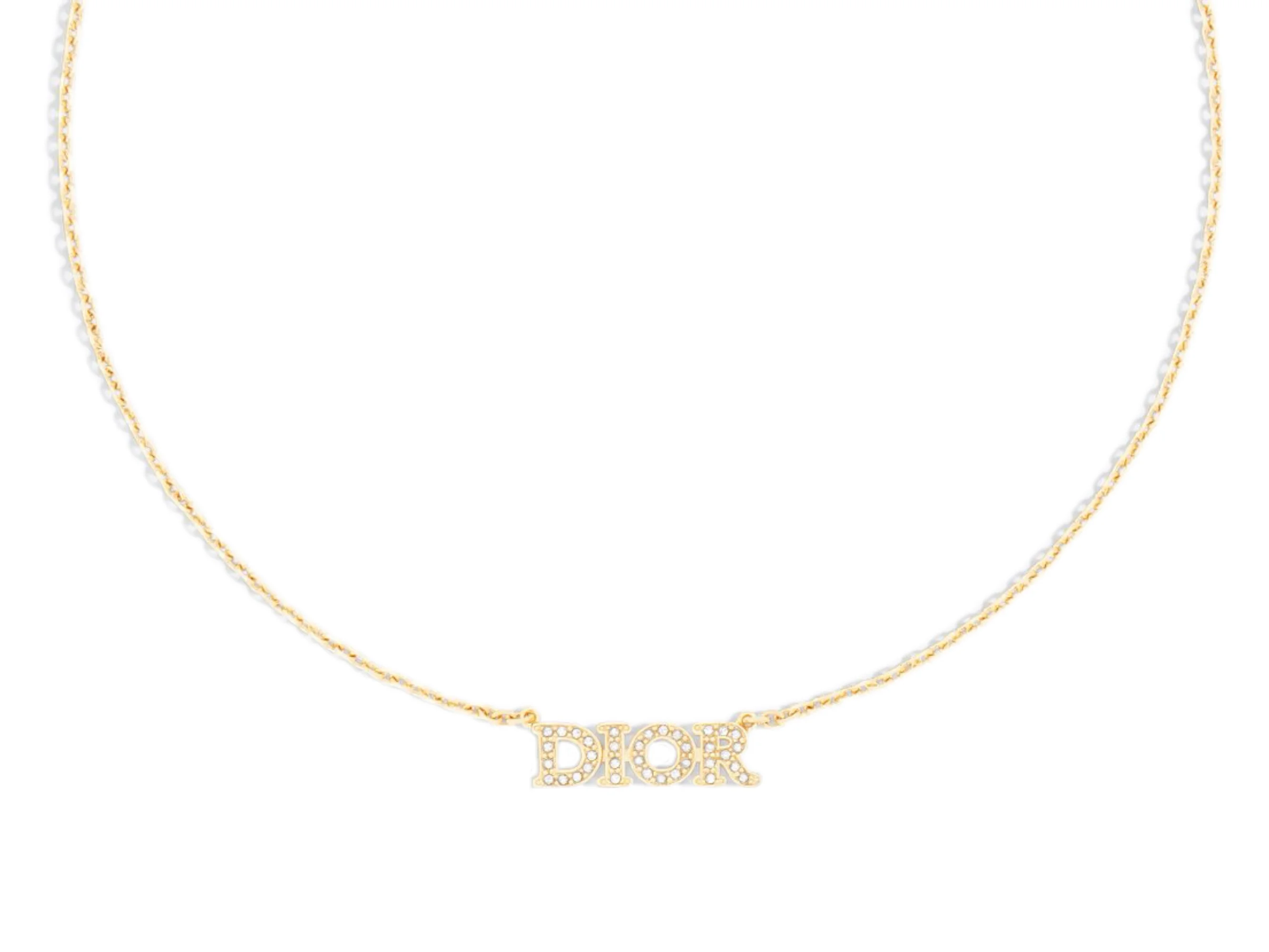 Dior Logo Crystal-Embellished Pendant Necklace D14017214