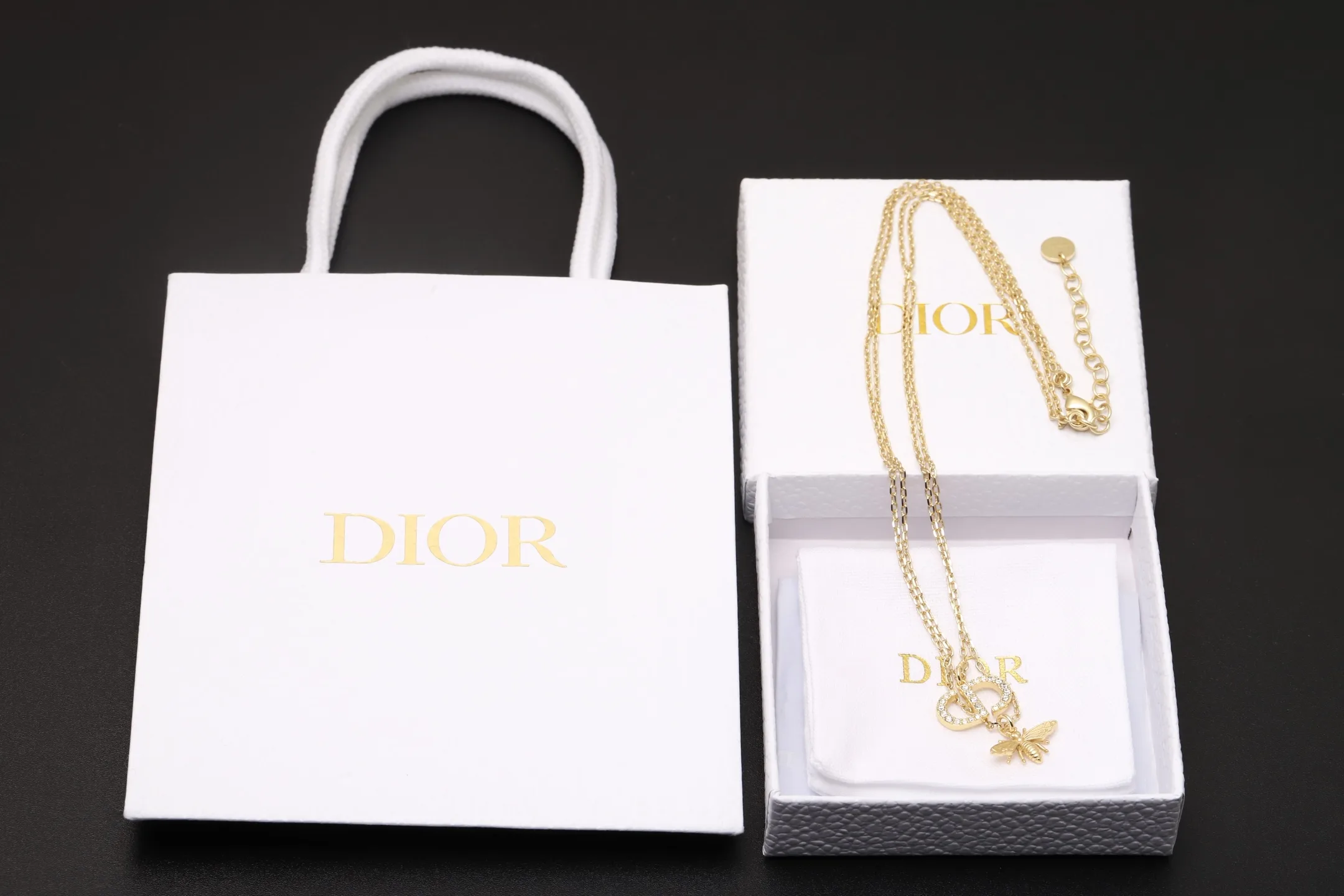 CD Bee Crystal Pendant Necklace (Gold-Plated Brass) D14517629 — view 2
