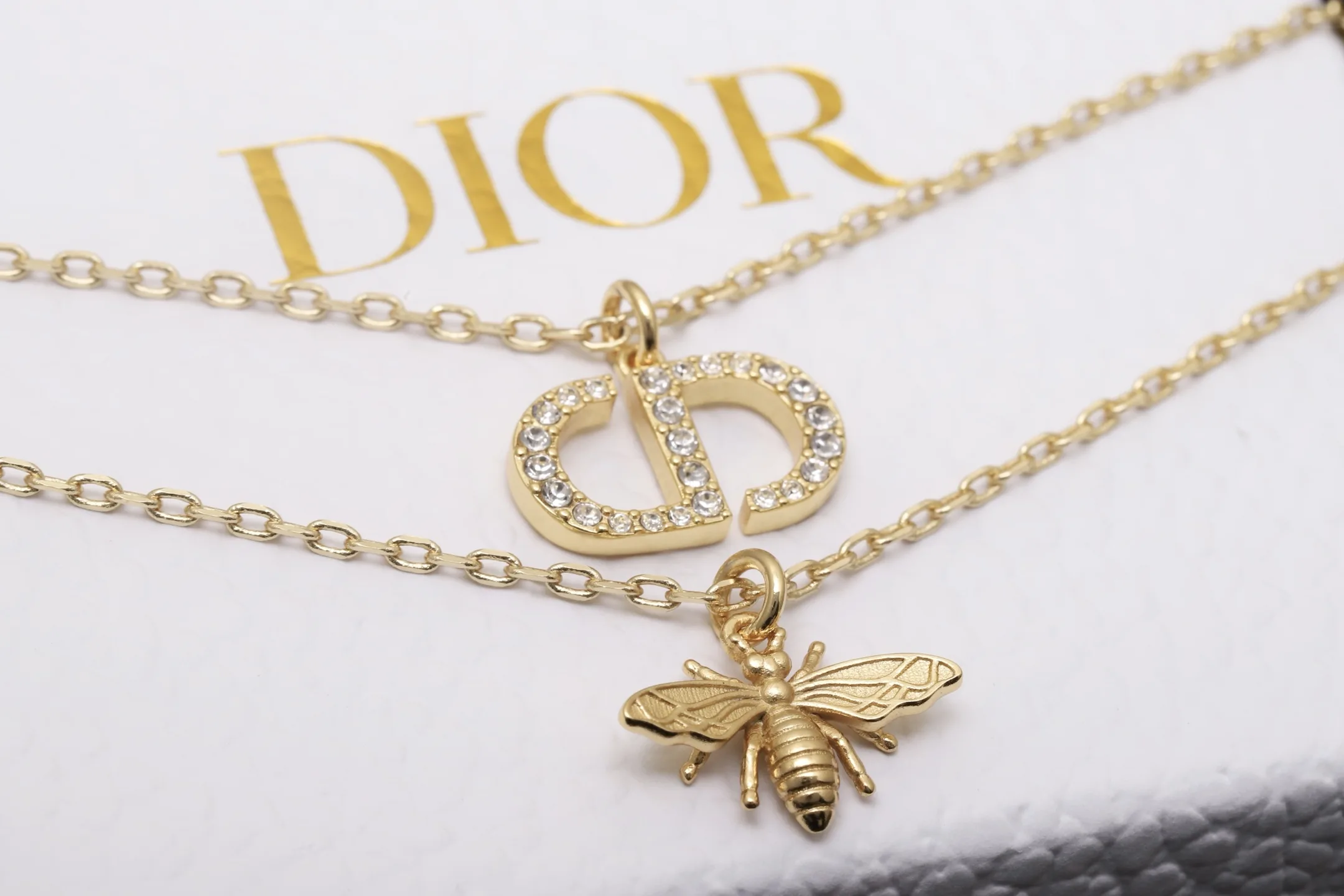 CD Bee Crystal Pendant Necklace (Gold-Plated Brass) D14517629 — view 3