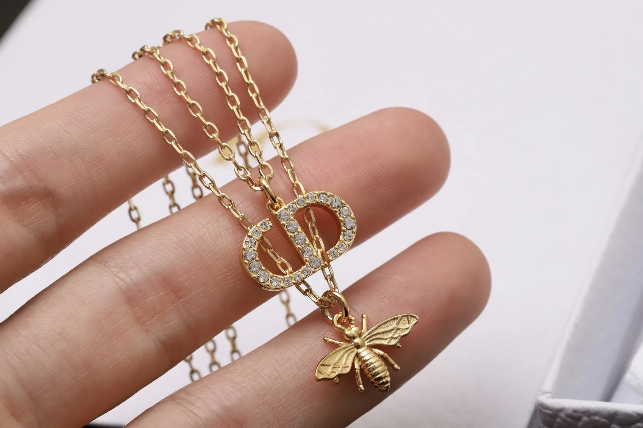 CD Bee Crystal Pendant Necklace (Gold-Plated Brass) D14517629 — view 4