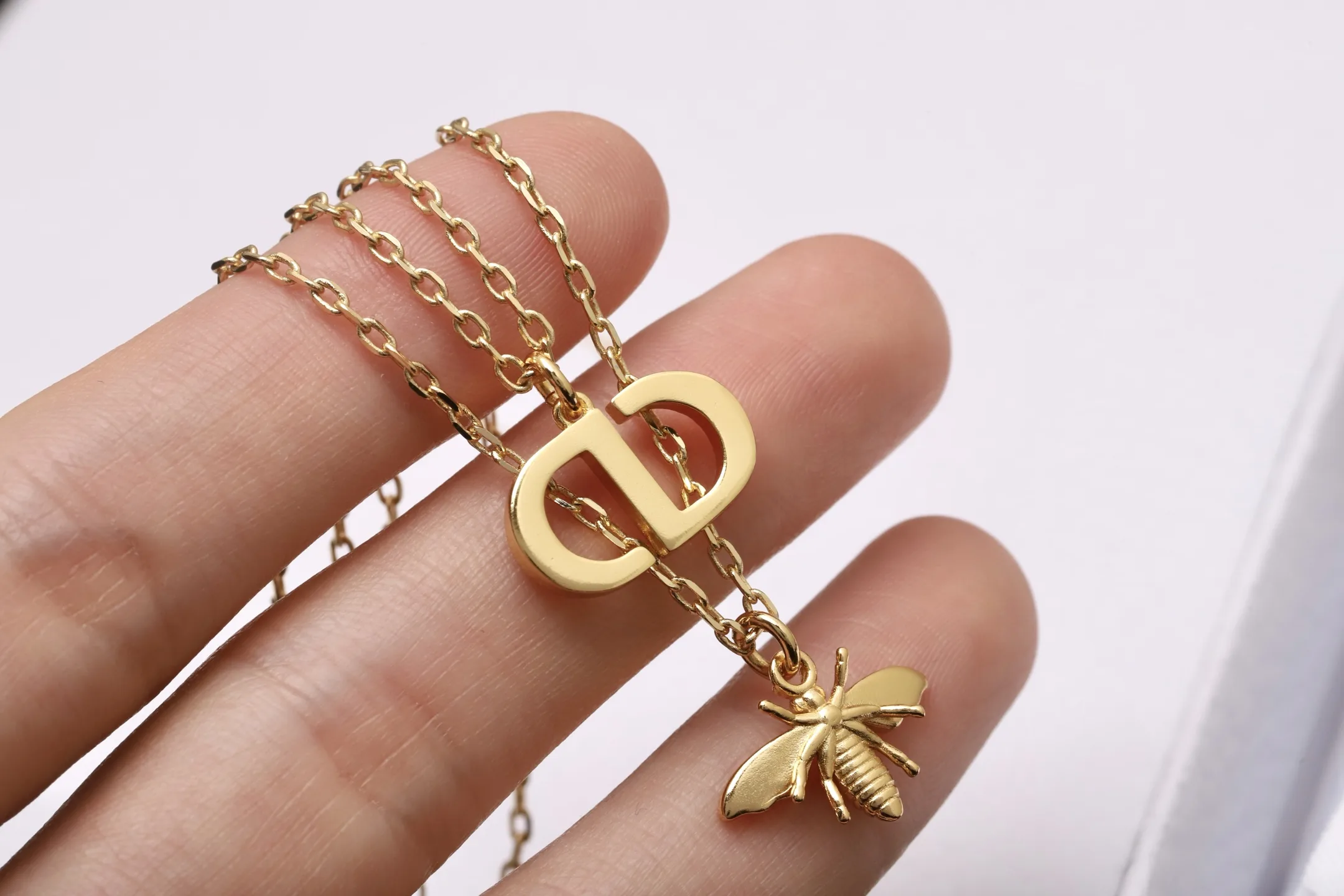 CD Bee Crystal Pendant Necklace (Gold-Plated Brass) D14517629 — view 5
