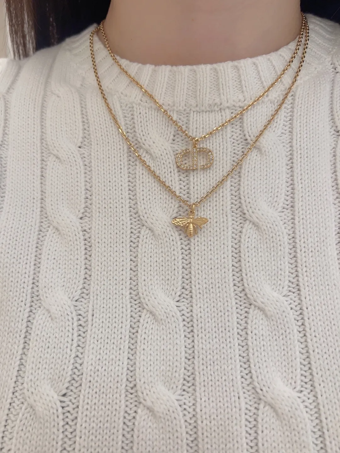 CD Bee Crystal Pendant Necklace (Gold-Plated Brass) D14517629 — view 8