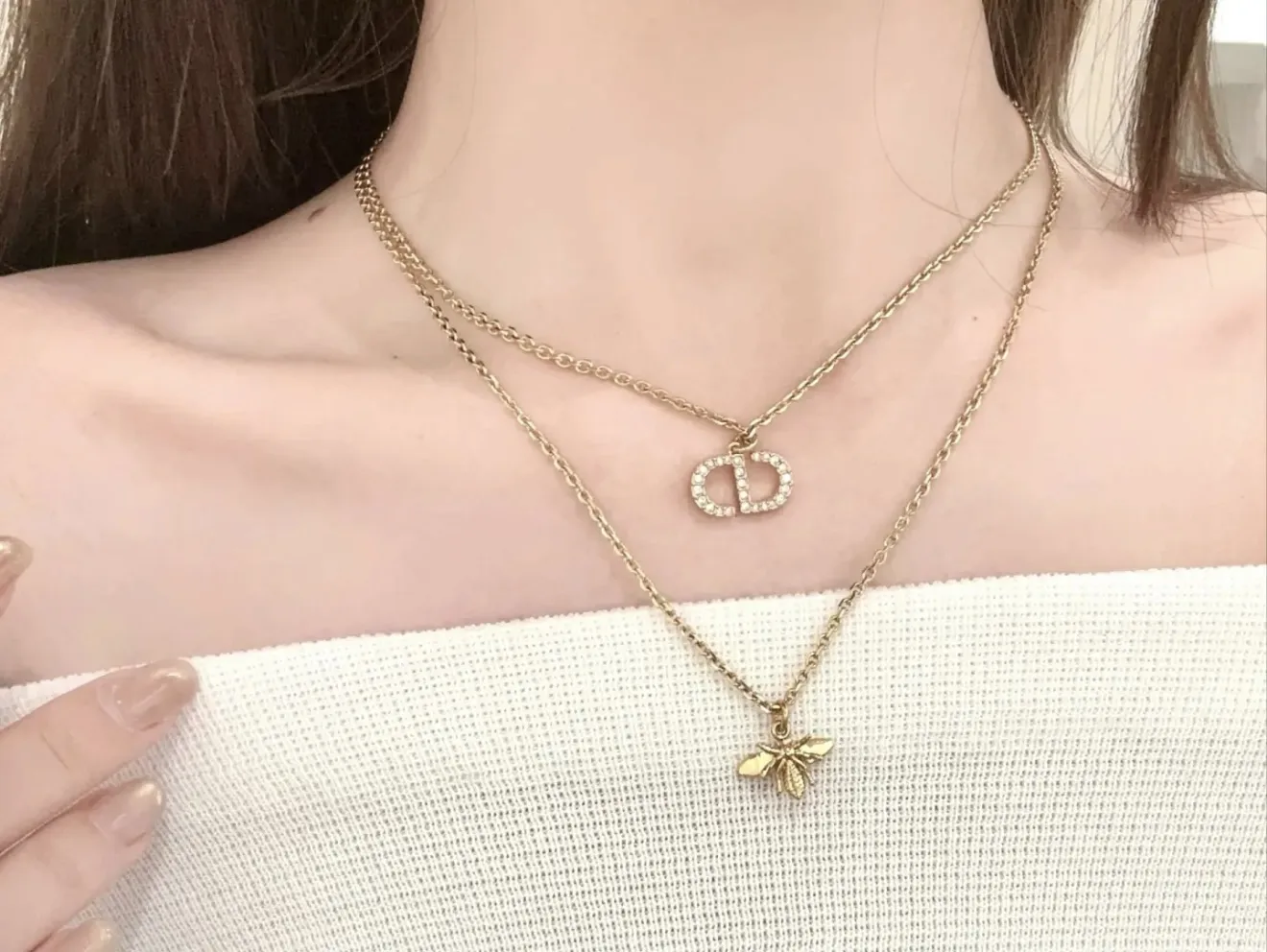 CD Bee Crystal Pendant Necklace (Gold-Plated Brass) D14517629 — view 9