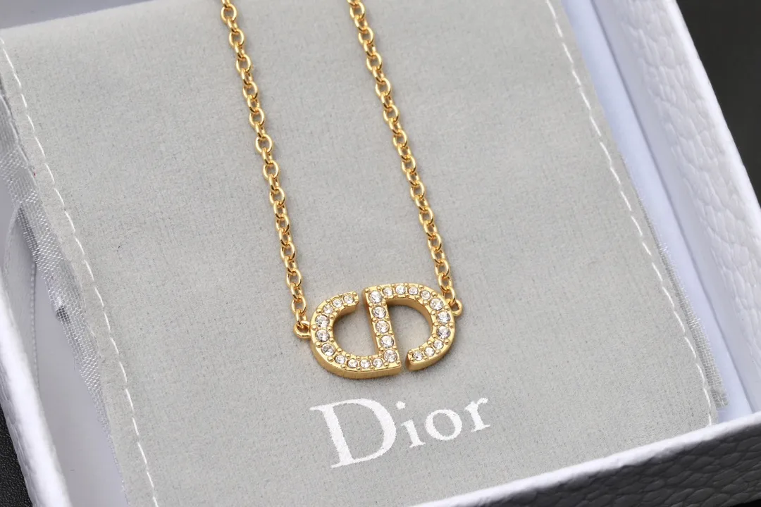 CD Navy Crystal-Embellished Necklace D13516763 — view 2