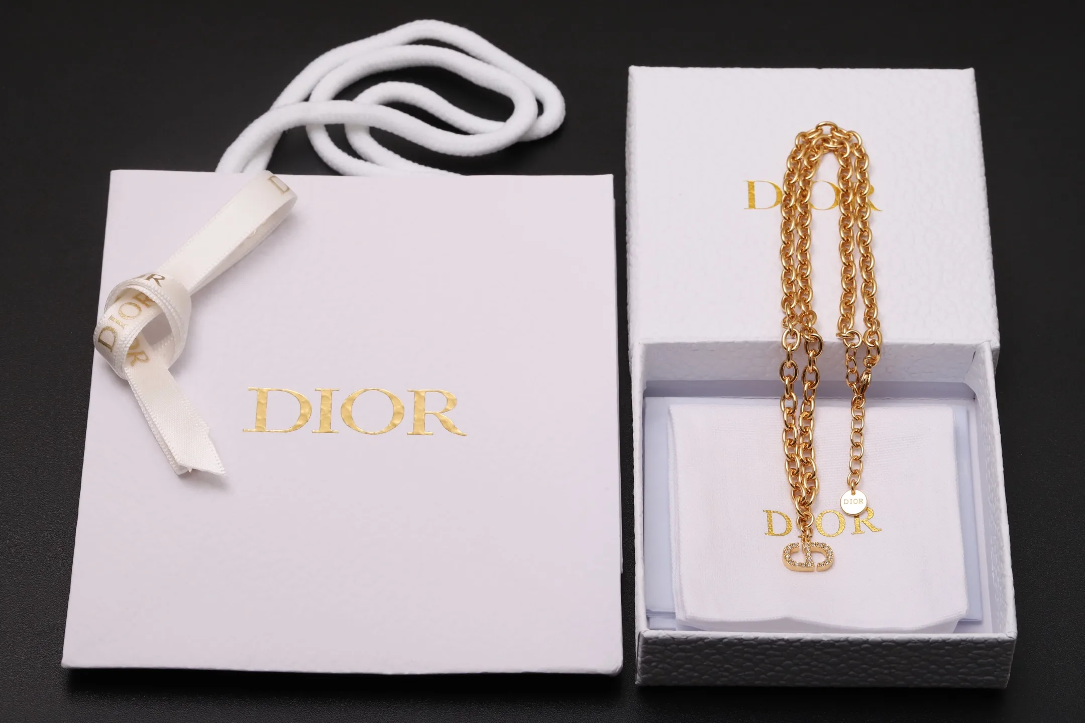 CD Icon Crystal-Embellished Chain Necklace D14017326 — view 2