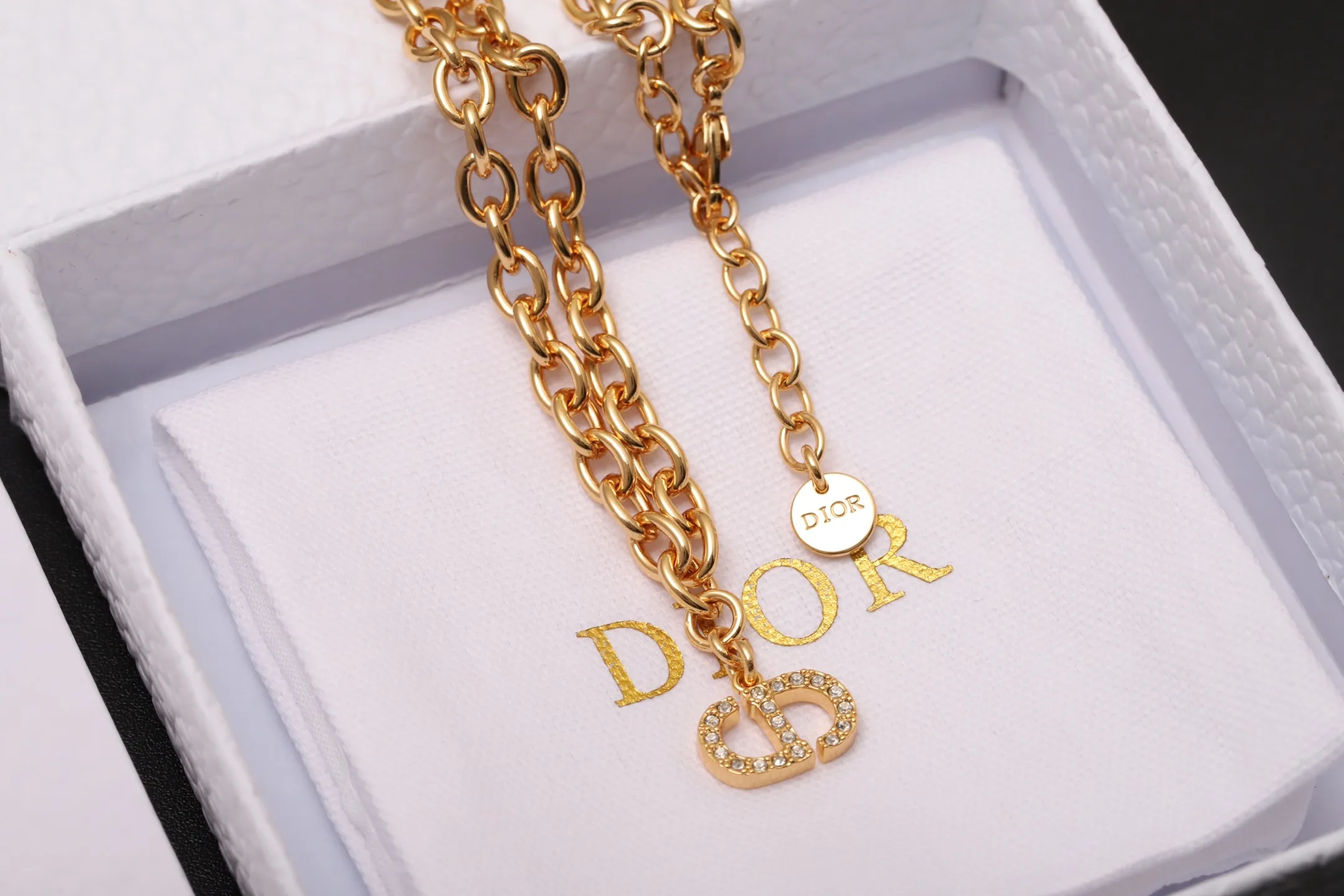 CD Icon Crystal-Embellished Chain Necklace D14017326 — view 3